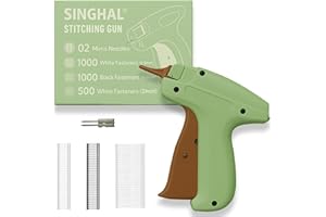 SINGHAL Stitch Gun for Clothes - Handheld Stitch Tag Gun Quick Clothing Fixer - Tagging Gun - Sewing Kit Includes 2 Needle, 5 mm 1000 Black Fasteners & 1000 White Fasteners, 2 inch White Fasteners 500 pcs