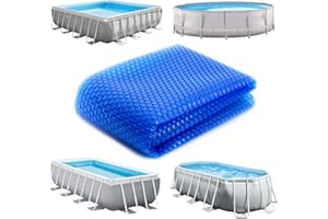 Linxor - Cobertor Solar Redondo, Ovalado, Cuadrado o Rectangular para Piscinas intex u Otras - 180 micras - Azul - Varias Medidas Disponibles