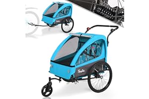 ‎SEPNINE SEPNINE® 2 in 1 Kinderanhänger & Kinderwagen mit Federung, Fahrradanhänger für 1 bis 2 Kinder max, Joggerfunktion, Faltbar, Geräumiger Kofferraum