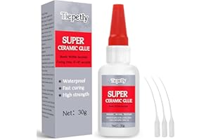 TIEPETLY 30g Ceramic Glue Fast Dry, Ceramic Glue Repair for Pottery, Super Glue All Purpose, Bonding for Glass, Wood, Ceramics, Metal, Plastic, Waterproof and Heat-Resistant
