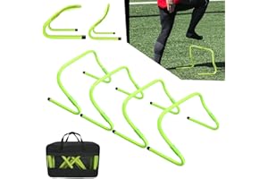 YUENFONG Lot de 6 Agilité Vitesse Haies, réglables en Hauteur de 20 à 30 cm, Ensemble d'obstacles d'entraînement de Sports auxiliaires d'athlétisme de Football, pour Enfants et athlètes,Vert