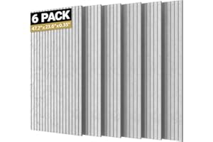 TONOR Set di 6 Grandi Pannelli Fonoassorbenti da Parete, 120x60x0,9 cm Pannelli Acustici Decorativa Autoadesiva per Assorbire gli Echi in Case, Uffici e Studi di Registrazione, Grigio