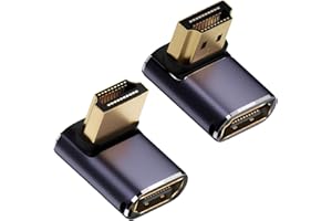Quwem 2 Pack 8k Left & Right Angle 90 Degree HDMI Adapter, 48Gbps Uhd HDMI 2.1 Male to Female Extender Connector Supports 8K@60Hz 4K@120Hz Compatible with HDTV Laptop Computer TV