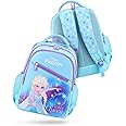 Play Nation Premium Disney Frozen Winter Queen School Backpack for Girls |Printed School Bag for Girls & Women|Waterproof Lightweight Multi-Pocket Shoulder Backpacks|Best Birthday Gift| 16 Inches-Blue