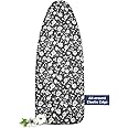 Frilodge ironing board cover and pad, 125 x 45, 122 x 38, Thick Padding, Resist Scorching and Staining, Adjustable Fastener, Heavy Duty Padded Iron Board Covers Black Rose