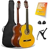 3rd Avenue XF Full Size 4/4 Classical Spanish Starter Beginner Pack Acoustic Guitar with Nylon Strings, Gig Bag, Capo and Pic