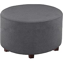 Copri Pouf In Velluto Elasticizzato - Fodera Protettiva Per Ottomano 70x70x44cm Lavabile (Bianco) - Foto 3