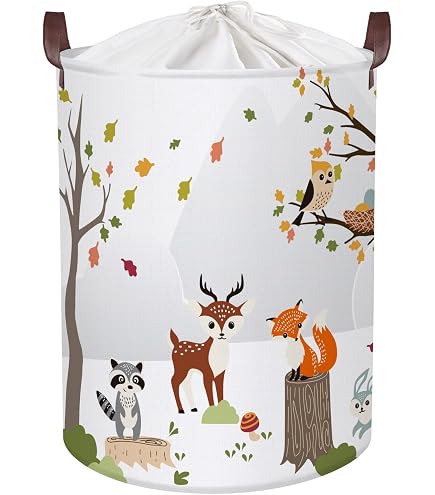 HUUMONSS Grand Panier à Linge Animaux Tropicaux 36L - Repliable Girafe Éléphant Raton Laveur