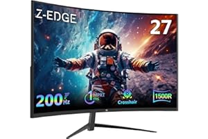 Z Z-EDGE Z-Edge 27 Inch Curved Gaming Monitor 200Hz 1ms MPRT Full HD 16:9 Curved Screen 350cd/m² Brightness, Ultra-Thin Bezel, FreeSync, HDMI & DisplayPort - Black