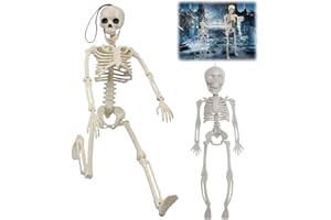 KOIROI Scheletro per Halloween, 2 pezzi, scheletro mobile, scheletro sospeso, articolazioni mobili, accessori per casa infestata, Halloween, decorazione per feste di Halloween