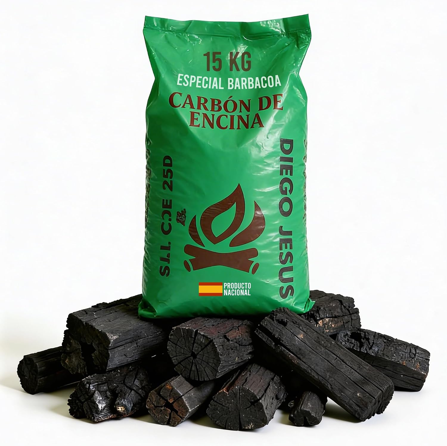 Carbon Vegetal Natural Barbacoa 15Kg Alto Poder Calorifico Encendido Rapido Larga Duracion Trozos Grandes Parrilla Grill Asado Profesional Cocina Exterior Restaurante Camping Fuego Intenso Bajo Humo