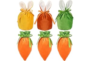 HOWAF 6 Torby Prezent Wielkanocny Koszyk Wielkanocny Króliki Torba Prezent Króliki Wielkanocne Marchewki Uszy Królika Torby na prezenty Koszyk Wielkanocny dla dzieci Koszyk Pisanki Prezenty wielkanocne