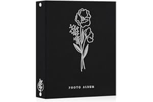 Lanpn Photo Albums A4 100 Photos, Linen Cover Acid Free Pocket Photo Book Picture Album Holds 100 Portrait Only A4 Picture (Black,21x30 cm)