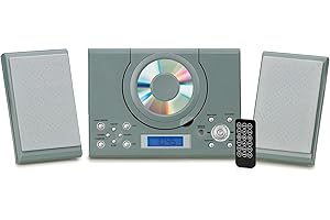 GROUPTRONICS CD Player with Speakers - HiFi System for Home with Radio, USB, MP3, Clock Alarm & Remote - Compact Stereo System with Wall Mount Design - Small CD Players for Home - GTMC-101