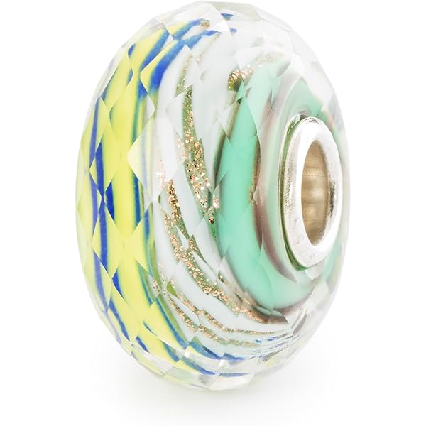 TROLLBEADS TGLBE-20054 KRAAL PAARSE BLOEM MOZAÏEK ZILVER/GLAS - Juwelier Jansen