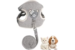 TOUMETT Rabbit Leash,Cat Lead Harness,Kitten Vest Adjustable,Collars Leashes,Harnesses Leads,Adjustabl Scrunchies Rabbits Elastic Soft Padded Pet Breathable,for Cats,Hamsters Small Bunny Dogs,Animals