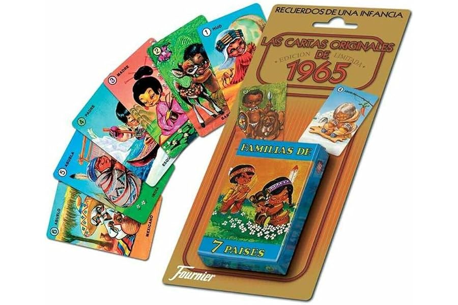 Fournier- Familias 7 Países Baraja de cartas infantil clásica, Multicolor (21966)