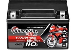 BlackMax YTX7A-BS Motorradbatterie GEL 12V 7Ah CTX7A-BS JMTX7A-BS Batterie 50615