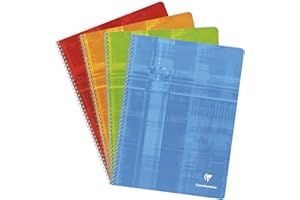 Clairefontaine 8342C Un Cahier à Spirale - 24x32 cm - 100 Pages Petits Carreaux - Papier Blanc 90 g - Couverture Carte Pelliculée Couleur Aléatoire