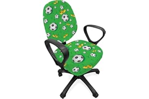 ABAKUHAUS Fußball Bürostuhl Schonbezug, Schuhe Bälle auf Gras, dekorative Schutzhülle aus Stretchgewebe, Schwarz Gelb