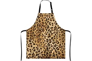 GENERIC Leopard Print Apron for Women, Funny Adjustable Bib Apron for Cooking, Baking, Gardening, BBQ & Restaurant Use, Stylish Chef Apron for Home and Kitchens