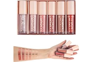 SPORTEON 6 Couleurs Liquide Scintillant Brillant À Lèvres Ensemble, Rouges à lèvres, Gloss à Lèvres Effet Repulpant & Hydratant - Enrichi en Acide Hyaluronique - Lifter Gloss (01)