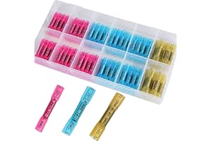 RUNCCI-YUN 100 Piezas Terminales Emplame Termorretráctil,Conector a Tope de Engarce Electricos Aislados para Cables (Rojo x45 Azulx45 Amarillo x10)