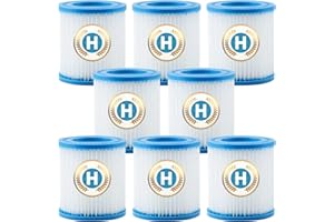 XVOYDT Typ H Pool Filterpatrone für Intex, Filterkartuschen kompatibel mit Intex Filterpumpen 28601/28602 Pumpenfilter, Typ H Filterkartuschen für Whirlpool-Filter, Größe H Filter für 29007 Pumpe (8 Stück)