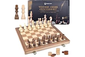 DYDHRER 2 En 1 Ajedrez, 39x39cm Juego de Ajedrez,Tablero Ajedrez Magnetico Madera Plegable, Diseño Único de Caja, y Fácil de Llevar y Almacenar, y Dama para Niños y Adultos