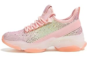 LUCKY STEP Błyszczące trampki dla dziewczynek - wsuwane z kryształkami, lekkie i wygodne dla dzieci, buty szkolne z żelową podeszwą