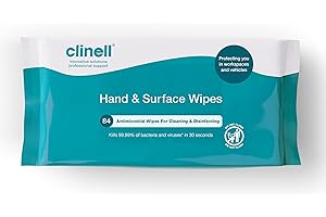 Clinell Antimicrobial Hand Wipes for Cleaning & Disinfecting - Sanitising Wipes, Ideal for Travel - Dermatologically Tested, Kills 99.99% of Bacteria & Viruses - 84 Wipes