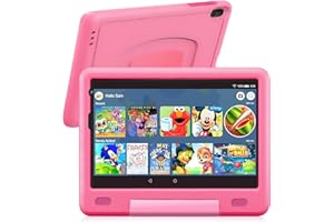OUZRS Tablet para Niños Android 13, Tableta 6 GB RAM+128 GB ROM, Tablet 8 Pulgadas con Control Parental, Tablet Infantil Educativos Apps, Dual Cámara HD IPS, Play Store, Kids Tablet WiFi con Funda, Rosa