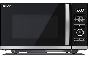 Sharp YC-QS254AE-B Micro-Ondes (900 W, 25 L, 10 Niveaux de Puissance, Fonction Eco, Fonction Décongélation, Sécurité Enfant) Noir