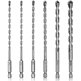amoolo Hex Shank Masonry Drill Bit Set 6 Pcs(5/32''-3/8''),Multifunctional Drill Bit with Carbide Tip for Concrete,Glass,Bric