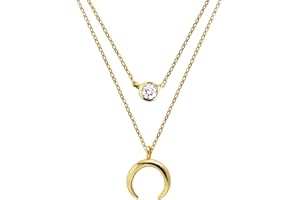 EMPATHY JEWELS Empathy Jewel Collar Luna Invertida en Plata de Ley 925 -Pendientes Pequeños de Plata Luna Invertida - Conjunto de Collar y Pendientes de Plata Luna Invertida - Colgante Luna Mujer