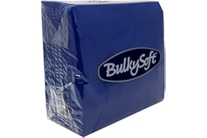 BULKY SOFT BulkySoft - Tovaglioli di carta a 2 strati, morbidi, per cucina, feste ed eventi, usa e getta, a prova di strappo, 33 × 33 cm, 100% cellulosa, confezione da 100 pezzi, colore: Blu scuro