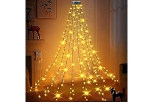 Joltix Luci Albero di Natale, 2M x 8 Fili 200 LED Mantello Luci Albero di Natale, 8 Modalità Cascata Luci Natale Impermeabili Interno Esterno Decorazioni, Catena Luci per Giardino Natale (8)