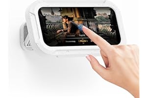 SCEV Mobile Phone Holder Shower Waterproof, 360° Rotatable Adjustable Shower Holder, Wall Mount Mobile Phone Wall Mount Stand with HD Touchscreen for Bathroom, Kitchen, Compatible Less than 7 Inch