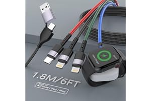 QUANLEX [MFi Certified] 4-in-2 iwatch and Phone Charger - Watch Charger Cable for Apple Watch/iPhone/Airpods,Watch Magnetic Charging Cable with Watch Series, Travel Charger for iPhone and Apple Watch 6FT