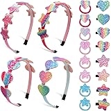 Cerchietto per Capelli Bambine Arcobaleno, 4 Pezzi Cerchietti Capelli 8 Pezzi Fermagli per Capelli e Elastici Capelli per Rag