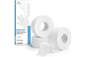 ‎YANGTSUNG YANGTSUNG Taśma z tlenku cynku, 3 rolki taśmy sportowej, taśma zapobiegająca powstawaniu pęcherzy na kostkach, palcach i stopach, sportowa taśma sportowa do piłki nożnej, biegania, wędrówek