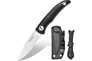 TONIFE Nova Cuchillo de Hoja Fija con Funda Kydex ajustable y Cordón de Paracaídas,Cuchillo de Cuello con Hoja de Espiga Completa de 6,8cm para Caza, Pesca, Camping y Supervivencia