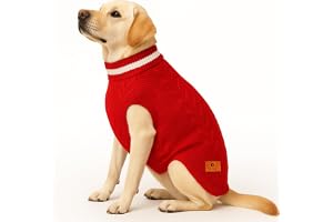 Richpet Dog Sweater for Large Dogs (Red, 24-Inch) Soft, Stretchable Knit Dog Winter Clothes to Keep Labrador, Boxer & Indie Warm, Cozy and Stylish