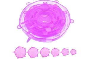 LEEWYOU Tapas Silicona Ajustables Cocina,6PCS Reutilizables ecologicas Tapas de Silicona Ajustables Tapa latas refresco Tapa Silicona Vaso tapaderas Silicona Ajustables (Rosa)