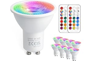 VARICART Ampoule LED GU10 6W 12 Couleurs Ampoules Spot LED Changement de Couleur RGBW, Dimmable avec Télécommande RGB Blanc Chaud 3000K 50W Equiv. pour Luminaire Sur rail Applique Murale (paquet de 8)