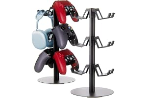 wigmoa GS-W 3 nivåers kontrollstativ med hörlurshållare spelorganisatör kompatibel med Xbox, PS5, Switch Pro, Switch 2 skrivb