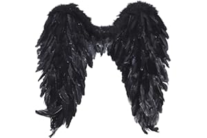 VALICLUD Costume con di Natale, con piume nere e d'angelo, per feste di Natale, per bambini, adulti, feste di Natale, Nero , 60 * 60 cm