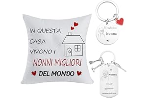 jenich (3 Pcs) Federe Cuscini Nonni 45x45 Regalo Festa dei Nonni Copricuscini Migliori Nonni Chiave per Regalo Nonna Portachiavi Nonno Idee Regalo da Nipoti Nipote per Compleanno Natale Nonni