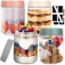 Zocipro Pack De 4 Pots En Verre Pour Overnight Oats - 500 Ml, Hermétiques, Empilables, Idéals Pour Meal Prep, Yaourt, Salade
