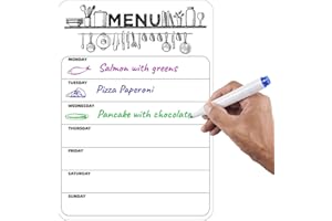 Fozuanei Magnetic Weekly Planner Whiteboard, Magnetic Meal Planner, A4 Dry Erase Board for Fridge, Menu Board for Shopping List, Magnetic Memo Board Ideal for Notes, Meal Planning